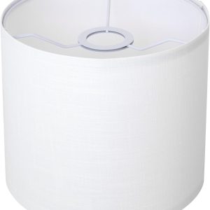 White Linen Small Drum Lampshade, 8.66" Top x 8.66" Bottom x 7.87" High Lamp Shade, Lamp Shade Replacement for Table and Floor Lamps, Pendant Light，Handcrafted Lampshade，Easy Assembly