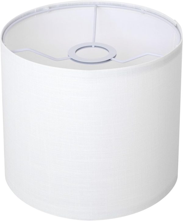 White Linen Small Drum Lampshade, 8.66" Top x 8.66" Bottom x 7.87" High Lamp Shade, Lamp Shade Replacement for Table and Floor Lamps, Pendant Light，Handcrafted Lampshade，Easy Assembly