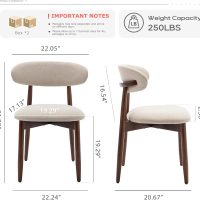 COLAMY Wooden Dining Chairs Set of 4, Modern Fabric Upholstered Kitchen Side Chairs, Farmhouse Dining Room Chair with Foot Pegs, Beige - Image 2