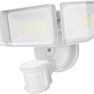 85W LED Security Lights Motion Sensor Light Outdoor, 8500LM Dusk to Dawn, IP65 Waterproof, 6500K, 3 Head Motion Detected Flood Light, Floodlight for Outside, Garage, Yard, Porch (White)