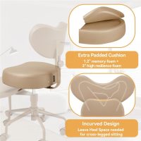 Meditation Cross Legged Chair PRO, ADHD Chair with Height Adjustable Backrest, Criss Cross Desk Use with Footrest and Wheels for Home Office, Flexible Design for Fidgety Sitters, Ivory - Image 4