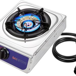 12000 BTU Single Auto Ignition Camping Garden Outdoor Camp Garden Hiking Fishing Propane Stove Cooker Griddle, Include CSA listed regulator and gas hose
