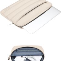 MOSISO 13.3 inch Laptop Case, 13-13.3 inch Puffy Laptop Sleeve Compatible with MacBook Air 13 13.6 M4 M3 M2 M1/Pro 13/Pro 14, HP Dell ASUS Lenovo,Polyester Horizontal Bag with Small Case, Sand - Image 3