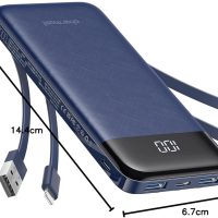 charmast Portable Charger with Built in Cables, Power Bank with Cords Wires, Slim 10000mAh Travel Battery Pack 6 Outputs 3 Inputs 3A Fast Charging for Samsung Google Pixel LG Moto iPhone iPad - Image 8