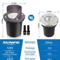 SUNVIE 12 Pack Low Voltage Landscape Lighting 12W LED Outdoor In-Ground Waterproof Shielded Well Lights Warm White Paver Lights with Wire Connectors for Pathway Garden Yard Fence Deck - Image 2