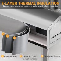 12” Portable Wood Fired Pizza Oven - Stainless Steel Pellet Pizza Stove with Rotating Stone for Outdoor Cooking, Backyard & Camping - Image 6