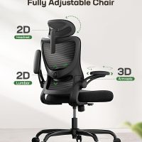 Marsail Ergonomic Office Chair: Office Computer Desk Chair with High Back Mesh and Adjustable Lumbar Support Rolling Work Swivel Task Chairs with Wheel 3D Armrests and Headrest - Image 3