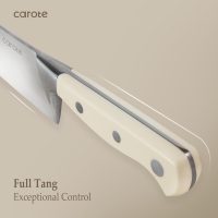 CAROTE 14 Pieces Knife Set with Block, Forged, High Carbon Stainless Steel Sharp Blade Block Knife Set, Dishwasher Safe Cutlery, Cream - Image 4