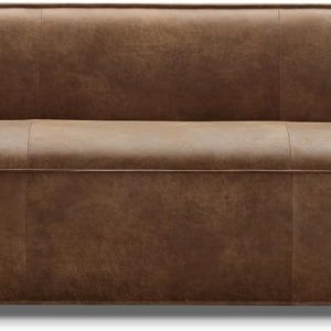 CHERS 83.3" Mid Century Modern Sofa, Luxury French Mixed Fabric Couch with Tight Back, Square Armrest Lounge Sofas for Living Room, Apartment, Bedroom, Office, Chestnut