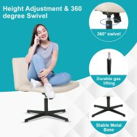 BestOffice Criss Cross Chair Comfy Armless Cross Legged Office Chair No Wheels Desk Chair Wide Adjustable Swivel Computer Task Vanity Chair for Reading, Computer Gaming, Home Office, Vanity (Beige) - Image 7