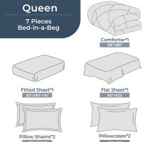 HEVUMYI Queen Comforter Set - 7-Piece All Season Bed in a Bag Queen, Ultra Soft Bedding Set with Comforter, Flat Sheet, Fitted Sheet, Pillowcases, Pillow Shams, Dark Grey & Light Grey - Image 8