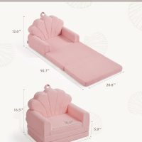 Blissful Diary Kids Couch, 2-in-1 Soft Toddler Couch Fold Out, Toddler Chair Comfy, Convertible Sofa to Lounger, Kids Furniture for Playroom, Gift for Birthday, Children's Day, Pink Shell - Image 3