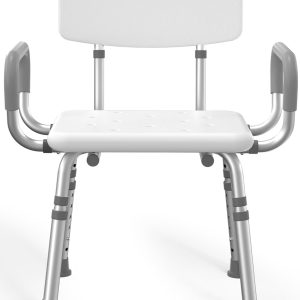 Shower Chair for Inside Shower with Arms and Back, 500 lbs Heavy Duty Shower Seat for Bathtub, Height Adjustable Safety Bath Seat for Elderly, Adults, Handicap and Disabled