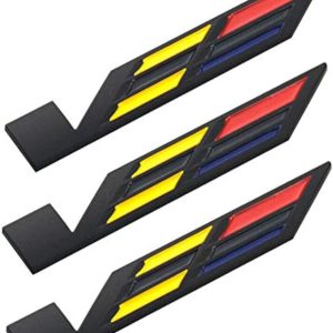 3x Black V Car Body Trunk Lid Sticker Badge Emblem Compatible For ATS CTS SRX XTS (Black/Yellow/Red)