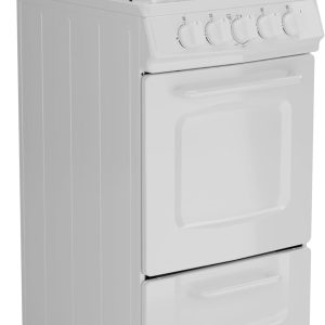 Avanti GRO20P0W Gas Range Oven Compact Freestanding Design, 4 Burners with Electronic Ignition, 2.1 Cu.Ft. Capacity Features Solid Door Storage Drawer Broiler and Accessories, 20-Inch, White