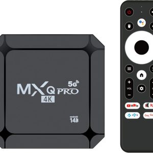 MXQ Pro 5G Android 14.0 TV Box 2025 Upgraded Ram 2GB ROM 16GB Dual Band 2.4G/5.8GHz WiFi6 BT5.0 4K AV1 USB 3.0 Ultra HD Voice Control Smart Home Player