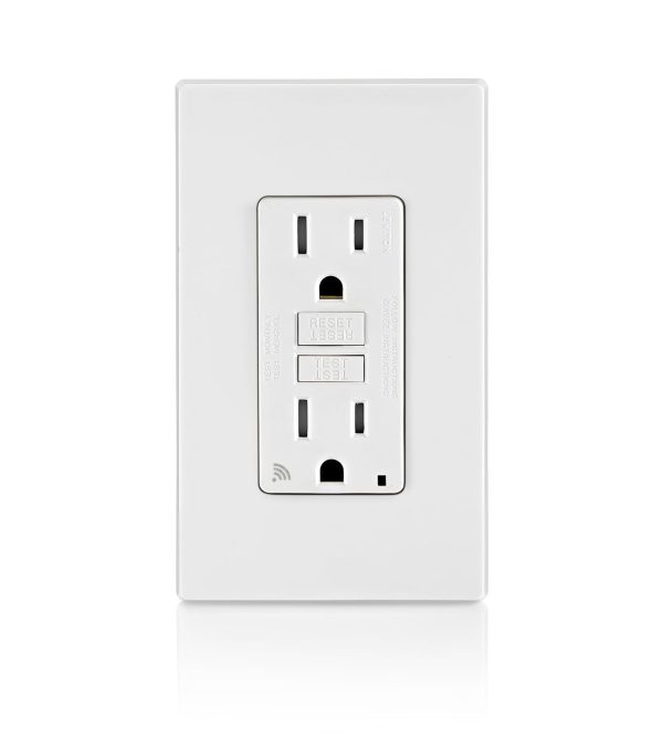 Leviton Smart GFCI, 15 Amp, Self Test, Tamper-Resistant with LED Indicator Light, Send Notifications Directly to Your Smartphone, D2GF1-KW, White