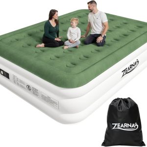 2025 Upgraded Queen Air Mattress with Built in Pump，16'' Comfort Blow up Mattress, Quiet Surface Portable Inflatable Mattress, Air Bed with Storage Bag for Guests, Home, Camping, 660 lbs Max