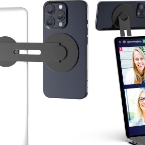 Magnetic Phone Holder for Laptop for MagSafe for iPhone 17/16/15/14/13/12 & All Phones Adjustable Phone Side Mount for Computer Monitor Display for Tesla, Desktop Cell Phone Bracket