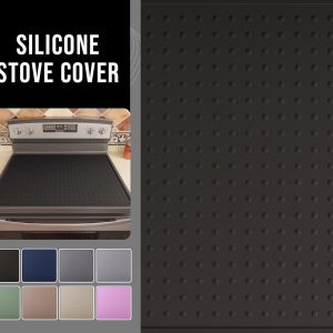 Silicone Stove Top Cover for Electric Stove, Glass Stove Top Protector, Stovetop Cover Mat for Cooktop, Flat Range Cover, Oven Top Protector, Coffee Bar Mat, 28 x 20 in, Black