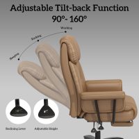 GYI Criss Cross Chair with Wheels, 160°Big and Tall Reclining Office Desk Chair with High Back, Wide Seat, Arms, Footrest, Brown - Image 4