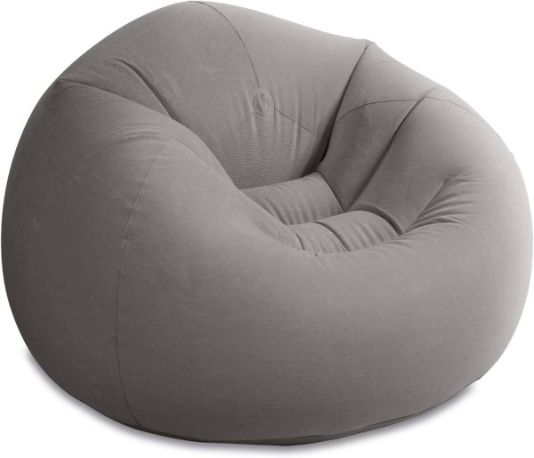 INTEX 68579EP Beanless Bag Inflatable Lounge Chair: Corduroy Textured Flocking – Durable Vinyl – Folds Compactly – 220lb Weight Capacity – 45" x 45" x 28"