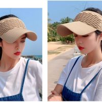 Sun Hat Sunshade Empty Top Spring and Summer Outdoor Sports Ladies Knitted Duckbill Hat - Image 4