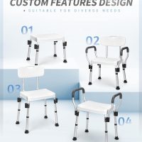Sangohe Shower Chair for Inside Shower - Heavy Duty Shower Seat with Back - Height Adjustable Shower Chair for Bathtub with Arms for Handicap - FSA/HSA Eligible Shower Seats for Elderly, 796C - Image 6