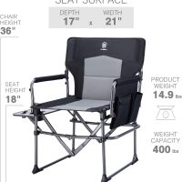 EVER ADVANCED Camping Directors' Chair with Side Table, Portable Folding with Compact Size, Heavy Duty Lawn Chair with Pocket for Camping, Lawn, Sports and Fishing, 400lbs, Black - Image 3