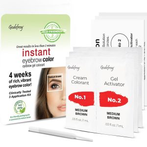 Godefroy Fast Acting Temporary Instant Brow Color, 3 Applications Per Package, Salon Quality Results, Medium Brown