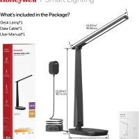 Honeywell Desk Lamp for Home Office, Dimmable LED Desk Light with USB A+C Dual Charging, 4 Modes Brightness Touch Lamp with Timer, Eye Caring Foldable Reading Light, Table Lamp for Study Nightstand - Image 7