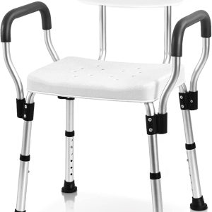 Sangohe Shower Chair for Inside Shower - Heavy Duty Shower Seat with Back - Height Adjustable Shower Chair for Bathtub with Arms for Handicap - FSA/HSA Eligible Shower Seats for Elderly, 796C
