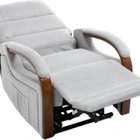 FLEXISPOT Dual Motor Power Lift Recliner Chair for Elderly, Electric Lay Flat Reclining Chair with Massage & Heat, Side Pockets, Fabric Single Sofa for Living Room,Light Gray - Image 9