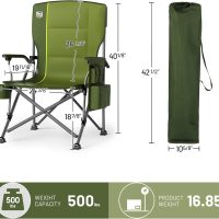 TIMBER RIDGE Oversized Folding Camping Chair High Back Heavy Duty for Adults Support up to 500lbs with Cup Holder, Side Pocket Cooler Bag - Image 3