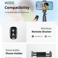 SENSYNE 62" Phone Tripod & Selfie Stick, Extendable Cell Phone Tripod Stand with Wireless Remote and Phone Holder, Compatible with iPhone Android Phone, Camera - Image 6