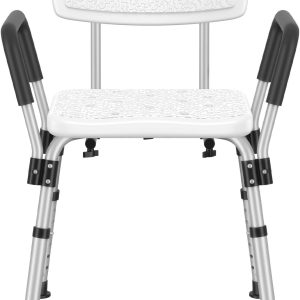 Shower Chair for Inside Shower with Arms and Back, FSA/HSA Eligible 500 lbs Adjustable Heavy Duty Bathtub Safety Stool, Non-Slip & Tool-Free Bath Bench Seat for Elderly, Seniors & Disabled