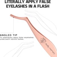 Pretty memory Eyelash Applicator Tool Stainless Steel Lash Tweezers Curved Eyelash Tweezers for Easy Lash Application and Removal, Rose Gold - Image 5