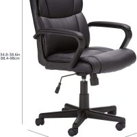 Amazon Basics Office Computer Task Desk Chair with Padded Armrests, Mid-Back, Adjustable, 360 Swivel, Rolling, 275 Pound Capacity, 24.2"D x 24"W x 34.8"H, Black Faux Leather - Image 3