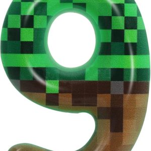 9th Pixel Miner Birthday Candles, Pixels Cake Topper for Boys Girls, TNT Themed Birthday Decorations Party Supplies (Number 9)