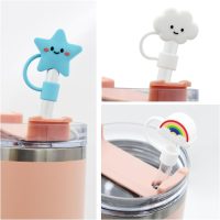 6PCS Cute Straw Cover Cap for Stanley Cup, 10 mm 0.4 in Reusable Cloud Flower Shape Straw Topper - Image 4