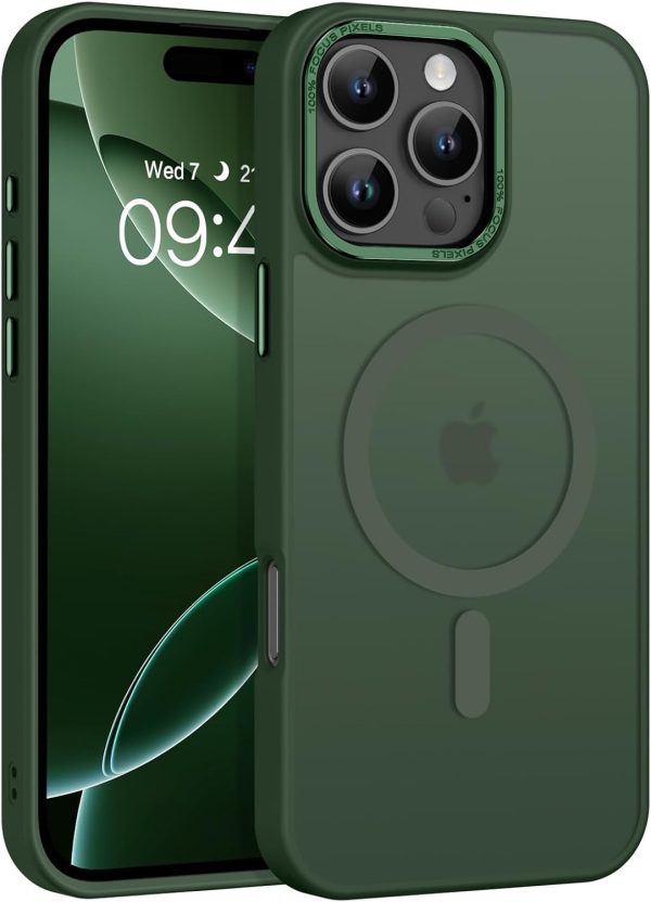 BENTOBEN Magnetic for iPhone 16 Pro Max Case,(Compatible with MagSafe) (Military Grade Drop Protection) Slim Translucent Matte Shockproof with Anti-Fingerprint Phone Case 6.9",Green