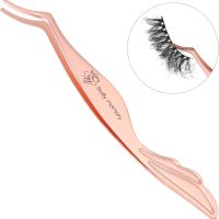 Pretty memory Eyelash Applicator Tool Stainless Steel Lash Tweezers Curved Eyelash Tweezers for Easy Lash Application and Removal, Rose Gold - Image 8