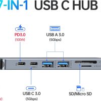 USB C Hub HDMI Adapter for MacBook Pro/Air, 7 in 1 USBC Dongle with HDMI, SD/TF Card Reader, USB C Data Port,100W PD, and 2 USB 3.0 Compatible for MacBook Pro/Air, Dell XPS, Lenovo Thinkpad. - Image 2