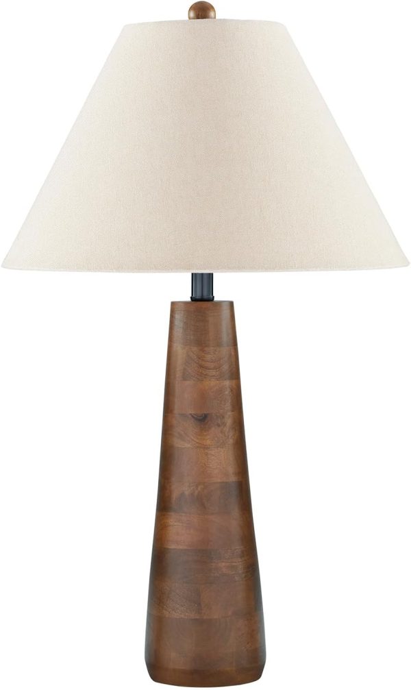 Signature Design by Ashley Danset Contemporary Wood Table Lamp with 3-Way Switch, Light Brown