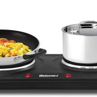 Elite Gourmet EDB-302BF Countertop Double Cast Iron Burner, 1500 Watts Electric Hot Plate, Temperature Controls, Power Indicator Lights, Easy to Clean, Black - Image 3