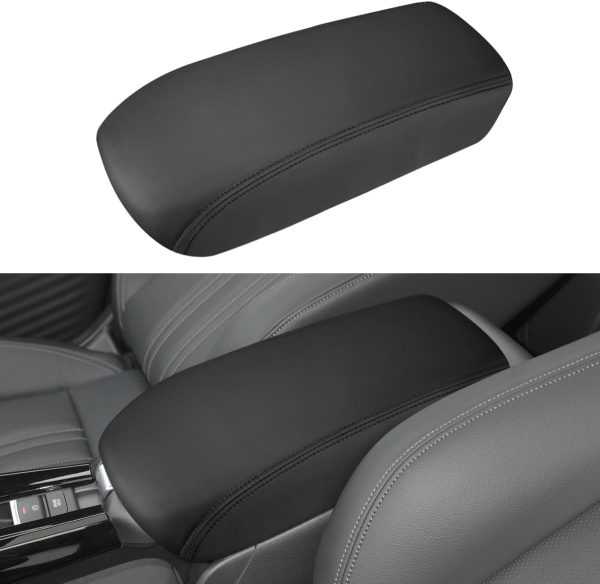 INTGET Center Console Cover for 2026 Honda HRV/HR-V Accessories 2023 2024 2025 Leather Car Armrest Arm Rest Box Lid Middle Console Seat Cover Protector (Black Stitches, 2023+)