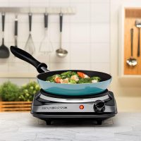 OVENTE Electric Countertop Single Burner, 1000W Cooktop with 7.25 Inch Cast Iron Hot Plate, 5 Level Temperature Control, Compact Cooking Stove and Easy to Clean Stainless Steel Base, Black BGS101B - Image 7