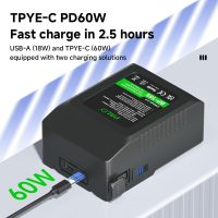 185Wh Mini V Mount Battery, 12500mAh V Lock Battery Support PD 60W Fast Charging with USB-C, D-TAP, USB-A, AC Output Port for Video Broadcast Camera Camcorder Monitor Video Light - Image 5