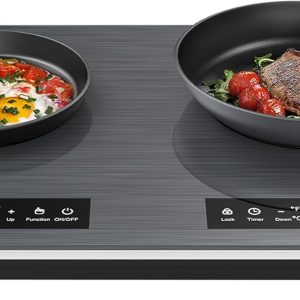 VBGK Double Induction Cooktop, 24 inch 4000W Electric cooktop with hot plate, induction stove top with LED Touch Screen 9 Levels Settings with Child Safety Lock & Timer 110V Induction cooktop 2 burner