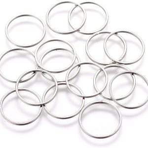20Pcs Brass Round Linking Rings Platinum Geometric Open Bezel Charms Connectors for Dangle Beading Hoop Jewelry Making, 15x0.9mm